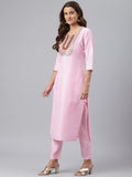 Gosriki Women'S Cotton Blend Straight Solid Kurta With Pant & Dupatta (Ramaneey Pink_Xl-Go_Pink_X-Large),Pink,,B0B2RNKW9C