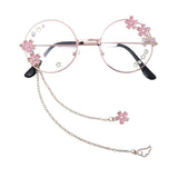 Kawaii Sakura Glasses With Chain Cute Cosplay Accessories, Glass Case Included