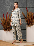 Anni Designer Women'S Cotton Blend Printed Ethnic Co-Ord Set (Tamar Grey-Nw_M_Grey_Medium),Grey,M,Cotton Blend,Regular,Kurta