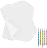 50 Sheets Carbon Paper White Graphite Paper Transfer Tracing Paper and 5 Pieces Ball Embossing Styluses for Wood, Paper, Canvas