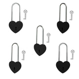 Gradleen 5PCS Single Heart Lock with Key 3.5 Inches,50mm Love Padlock Matte Finish Black Metal Love Lock for Lovelock Bridge,Car