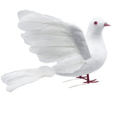 LWINGFLYER Large White Flying Doves 9.5-Inch Artificial Simulation Foam Bird Feathered Dove for Craft Wedding Decoration Party A