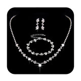 Unicra Bride Crystal Necklace Bracelet Earrings Set Bridal Wedding Jewelry Sets Rhinestone Choker Necklace Prom Costume Jewelry