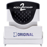 ACCUSTAMP2 Message Stamp with Shutter, 1Color, ORIGINAL, 15/8 x 1/2 Impression, PreInk, Blue Ink (035572)