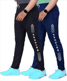 LookMark Men's Combo Slim Fit Solid Lycra Blend Full Elastic Sport Wear Running Gym Stretchable Jogger Track Pant in Black & Navy Color(Track 05 Black-Track 05 Navy-XL),Black-Navy