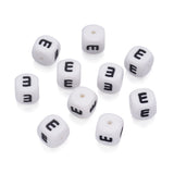 BB Beadthoven 100pcs Silicone Letter E Beads, 12mm Cube, White