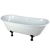 Kingston Brass Aqua Eden VCTND6728NH5 Cast Iron Double Slipper Clawfoot Bathtub with Oil Rubbed Bronze Feet without Faucet Drill