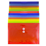 JAM PAPER Plastic Envelopes with Button & String Tie Closure - Letter Booklet - 9 3/4 x 13 - Assorted Primary Colors - 12/Pack