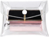 DPWOUM 4Pcs Mini PVC Makeup Bag Small Clear Plastic Cosmetic Organizer Bag Pouch with Snap Closure for Vacation Travel, Bathroom