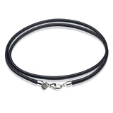 Waitsoul Leather Necklace for Men Women with Solid 925 Sterling Silver Lobster Clasp 3mm Black Leather Necklace Cord 16 Inches