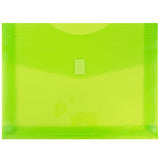 JAM PAPER Plastic Expansion Envelopes with Hook & Loop Closure - Letter Booklet - 9 3/4 x 13 with 2 Inch Expansion - Lime Green