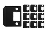 QCAA Solid Brass Extended Lip Strike, 2''X2-1/4, Matte Black, 10 Pack, Made in Taiwan