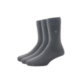 Louis Philippe Full Length MenS Plain Pattern Socks (Pack Of 3) Dark Grey