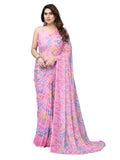 Satrani Womens Pure Chiffon Saree (3211S891N_Pink & Multi3)