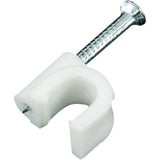 Pmw 8Mm Diameter Wire Fastener Circle Cable Clips With Metal Nail (White) Pack Of 100 Pieces
