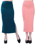Selvia Womens Lycra Full Elastic Saree Shapewear Petticoat Combo Pack of 2 (292TKN136-M_292TKN132-M_Pine Green||Peach)