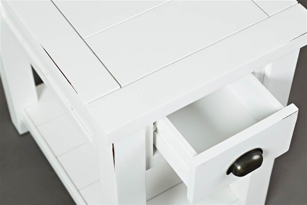 Jofran Artisan'S Craft Farmhouse Solid Acacia Chairside End Table, 16''L X 24''W X 24''H, Weathered White,1744-7