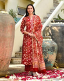 Fabnex Cotton Blend Kurta Set For Women | Women Kurta | Women Kurta Sets Kurtis | Women Kurta Pant Set | Women Kurta Pant Set Women Kurti Set With Pant (K-49-50,Xl, Red)