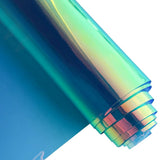 ONEART | 16 Gauge Holographic Iridescent Plastic Vinyl, 16x54 Transparent Vinyl Fabric-Blue