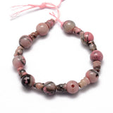 10 Sets Natural Stone Buddhist Mala Guru Bead Set 10mm 3 Hole Gemstone Energy Stone Rhodonite Prayer Bead for Mala Bracelet Rosa
