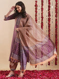 Anni Designer Women'S Rayon Blend Straight Printed Kurta With Pant & Dupatta (Jaaferi Purple-Vks02_Xl_Purple_X-Large),Purple,XL,Rayon Blend,Regular,