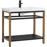 Elegant Decor Raya 36 Single Resin Top Metal Bathroom Vanity In Gold And Black