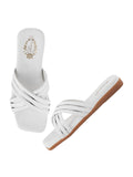 Shoetopia Embellished Cross Strap White Flats For Women /Eu41,White,8,B0DK73LV1N
