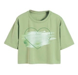 Toplot Heart Printed Round Neck Crop Top For Women (Big-Heart-Top-5201-Pista-S),Pista,,B0DCTGR1NT