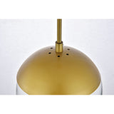 Living District Eclipse 1-Light Mid-Century Metal Pendant In Brass And Clear