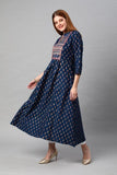 Gosriki Women'S Cotton Blend Traditional Printed Anarkali Kurta (Relian Multi-Blue_S-Gs_Blue_Small),Blue,,B0BNNNTHVR