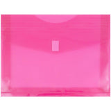 JAM PAPER Plastic Expansion Envelopes with Hook & Loop Closure - Letter Booklet - 9 3/4 x 13 with 2 Inch Expansion - Fuchsia Pin