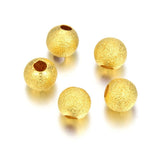 200pcs Sparkle Stardust 8mm (0.3 Inch) Round Beads 18K Yellow Gold Plated Spacer (Large Hole 3mm) for DIY Craft Jewelry Making C