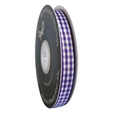 Micomon Dark Purple and White Woven Edge Plaid Ribbon 100% Polyester Gingham Ribbon 25 Yards Each Roll (3/8,Grape)
