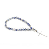 KIKILA Handmade 8mm Anglican Prayer Beads Rosary Natural Stone Beads with Cross Custom Rosary (White Sodalite)