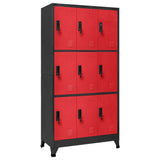 vidaXL Locker Cabinet Anthracite and Red 35.4x17.7x70.9 Steel
