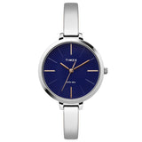 Timex Analog Watch For Women With Blue Round Dial & Silver Brass Bracelet Band Water Resistant Women'S Wrist Watches - Twel12800