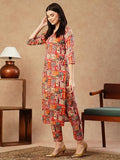 Gosriki Women'S Cotton Blend Straight Printed Kurta With Pant (Ing 10 Red-Nw-Gs_S_Red_Small),Red,,B0CTCJXJ9Q