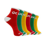 Xjarvis Moscow Ankle Socks For Men And Women Moisture-Wicking Ultimate Comfort Odor Free Breathable & Perfect For Gym Wear And Sports Wear Pack Of 6 Free Size (Red/Green/Yellow),Pack of 6,,B0D4VR7DLH