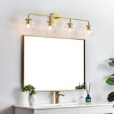 Living District Genesis 4-Light Iron & Glass Bath Sconce In Black/Clear