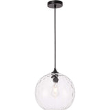 Living District Gibson 1-Light Metal And Glass Pendant In Black And Clear Finish