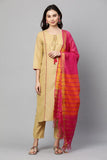 Gosriki Women'S Cotton Straight Kurta With Pant & Dupatta (Karnivel-Beige_Xxl-Go_Beige_Xx-Large),Beige,2,B09HQJY16P