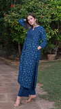 Fabnex Kurta Set For Women | Women Kurta | Women Kurta Sets Kurtis | Women Kurta Pant Set | Women Kurta Pant Set Women Kurti Set With Pant (K-53-54) (M, Blue)