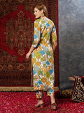 Anni Designer Women'S Cotton Blend Straight Printed Kurta With Pant (Samlok Sky Blue_L_Sky Blue_Large),Sky Blue,L,Cotton Blend,Regular,