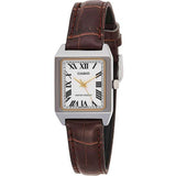 Casio Standard Analog Chrome Plated Leather Strap White Dial Quartz LTPV007L7B2 Womens Watch