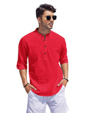 Bellstone Men'S Cotton Blend Solid Regular Fit Kurta (Kurta1500_Single_Red_L