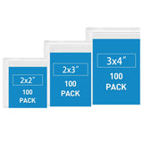 Small Plastic Bags, 300 PCS Mini Baggies 3 Assorted Sizes 2x2 2x3 3x4 Inch. Mini Jewelry Baggies Reclosable, Clear Zip Bags (Sma