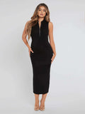 Kotty Women'S Bodycon Solid Dress(Black,Xl)