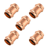 (Pack of 5) EFIELD 1 x 1 Copper Press Fit Coupling Fittings With Stop For Copper Tube Connection, Heavy Copper Structure, LBP De