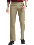 GRECIILOOKS Mens Formal Cotton Blend Trousers, Slim Fit Office Wear Pants with Button Closure, Wrinkle Resistant Smart Casual Workwear Bottoms, Khakhi, 32