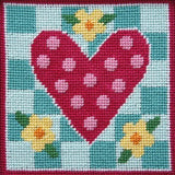 Polka Dot Heart Needlepoint Kit